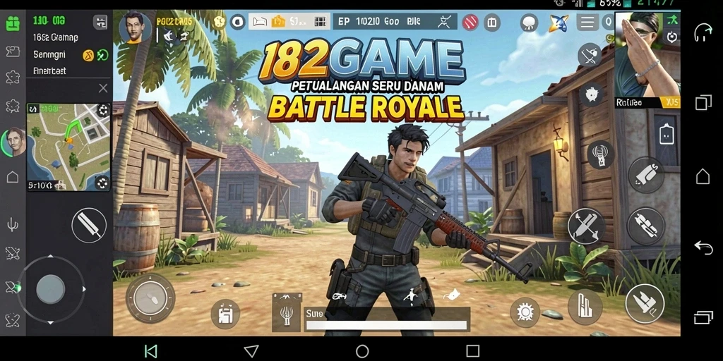 Screenshot gameplay menegangkan dari 182GAME dalam pertarungan Battle Royale.