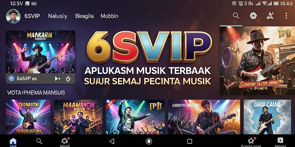 Screenshot utama 6SVIP yang menunjukkan tampilan antarmuka aplikasi musik.