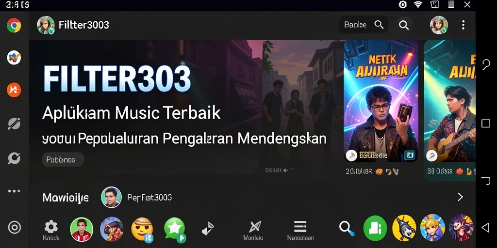 Tampilan gameplay FILTER303 dengan lagu-lagu terfavorit dan antarmuka yang menarik.