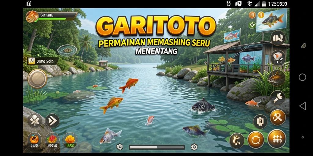 Tampilan gameplay GARITOTO yang menarik saat memancing ikan.
