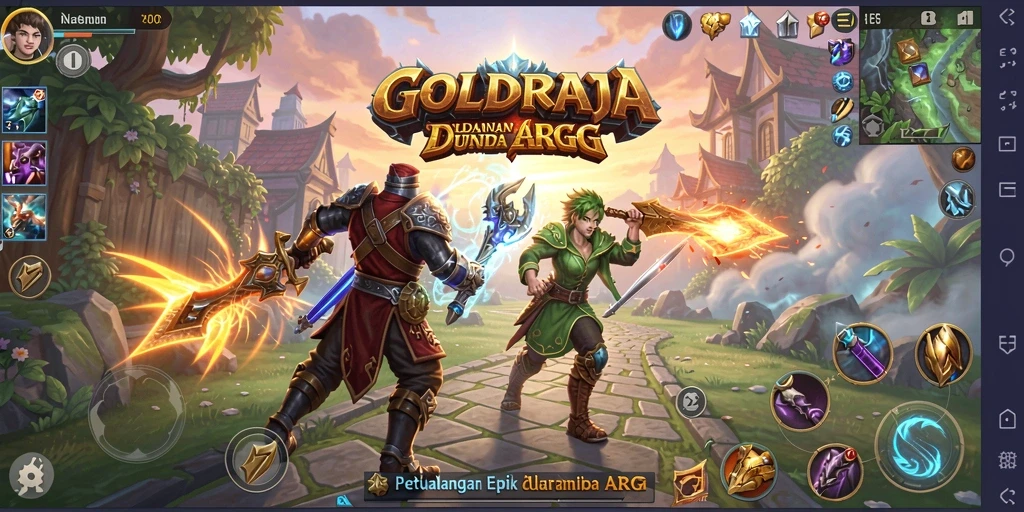 Tampilan gameplay GOLDRAJA yang menarik dan dinamis.