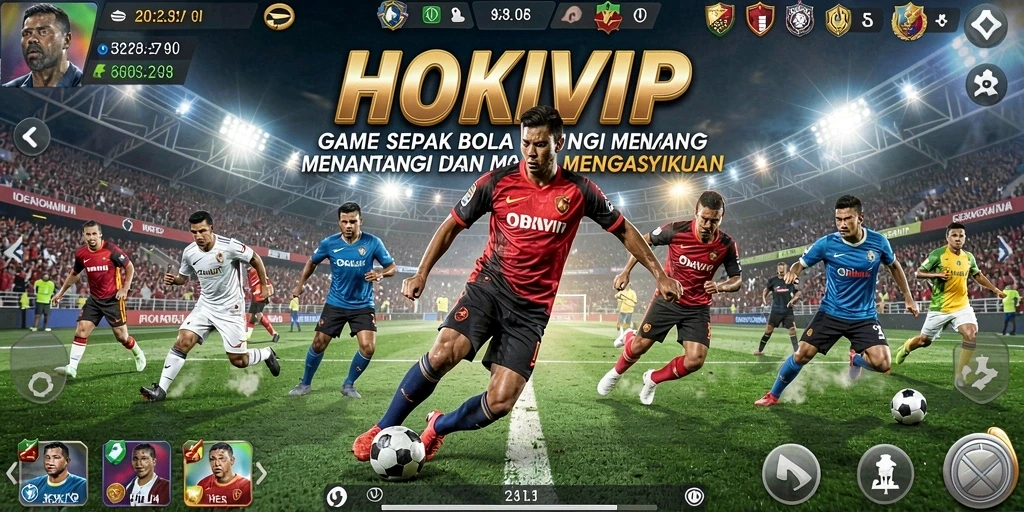 Tampilan gameplay HOKIVIP yang menarik saat pertandingan sepak bola.