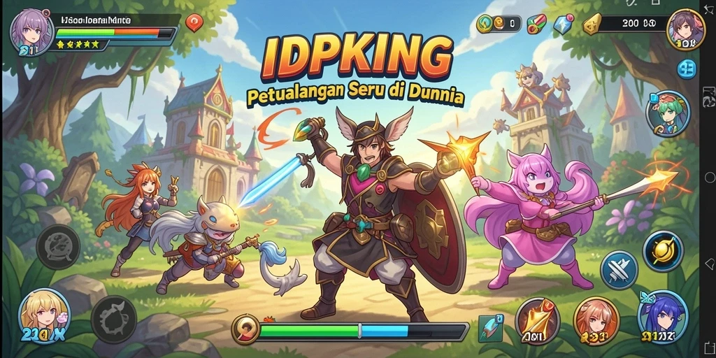 Tampilan seru gameplay IDPKING yang penuh aksi dan karakter anime.