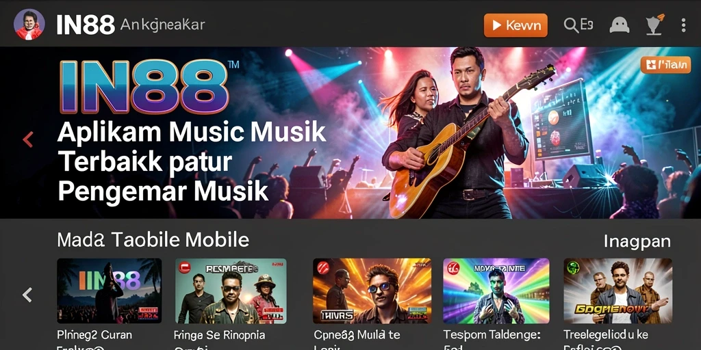Screenshot menunjukkan antarmuka IN88 dengan gameplay musik yang seru.