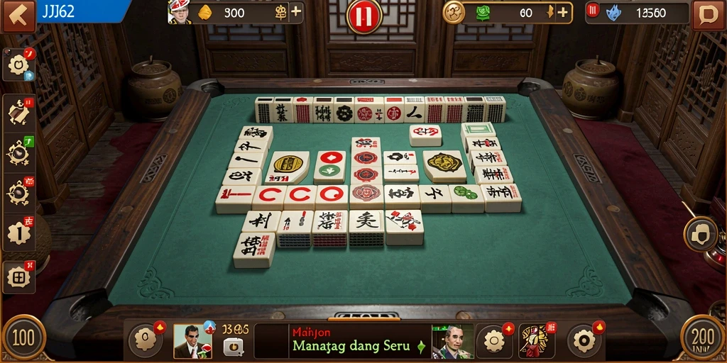 Tampilan screenshot gameplay JJ62 yang menampilkan keseruan permainan Mahjong.