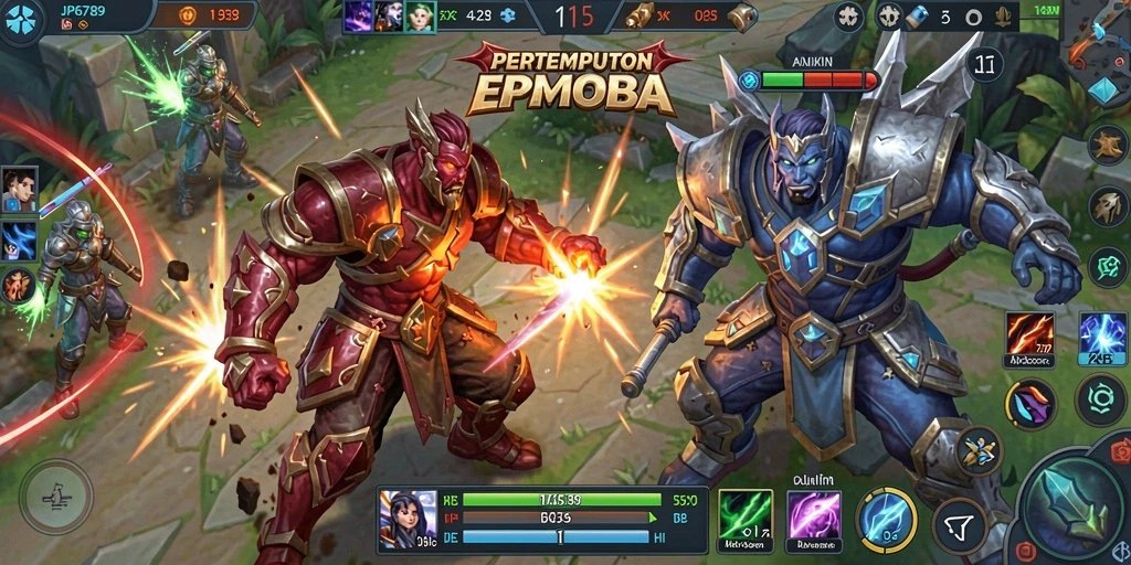 Tangkapan layar dari gameplay intens di JP6789, menampilkan aksi MOBA yang mendebarkan.