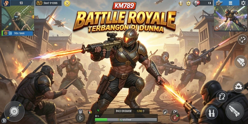 Screenshot KM789 menunjukkan aksi seru dalam permainan Battle Royale.
