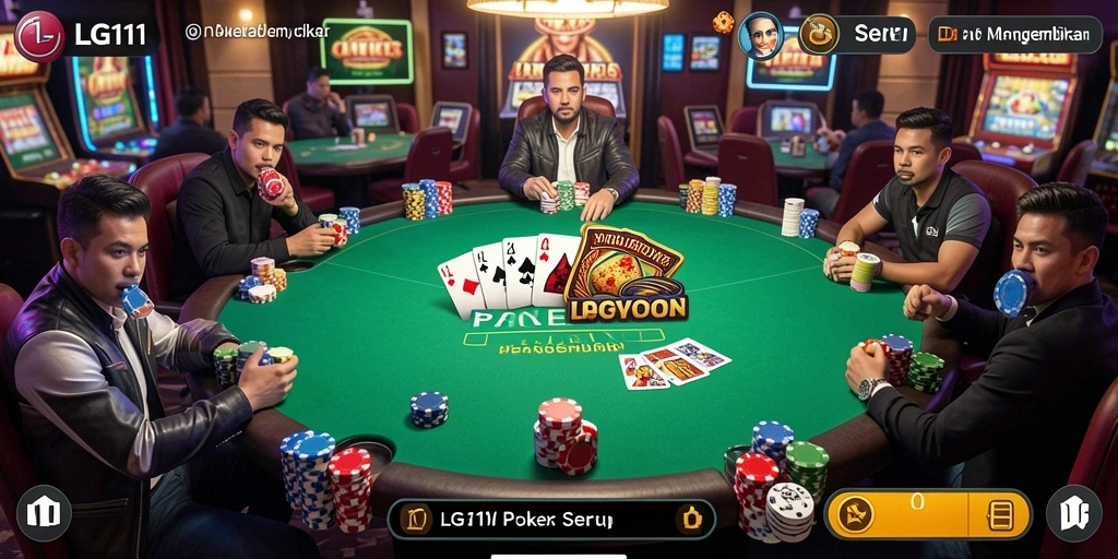 Screenshot LG111 menampilkan aksi seru bermain poker online.