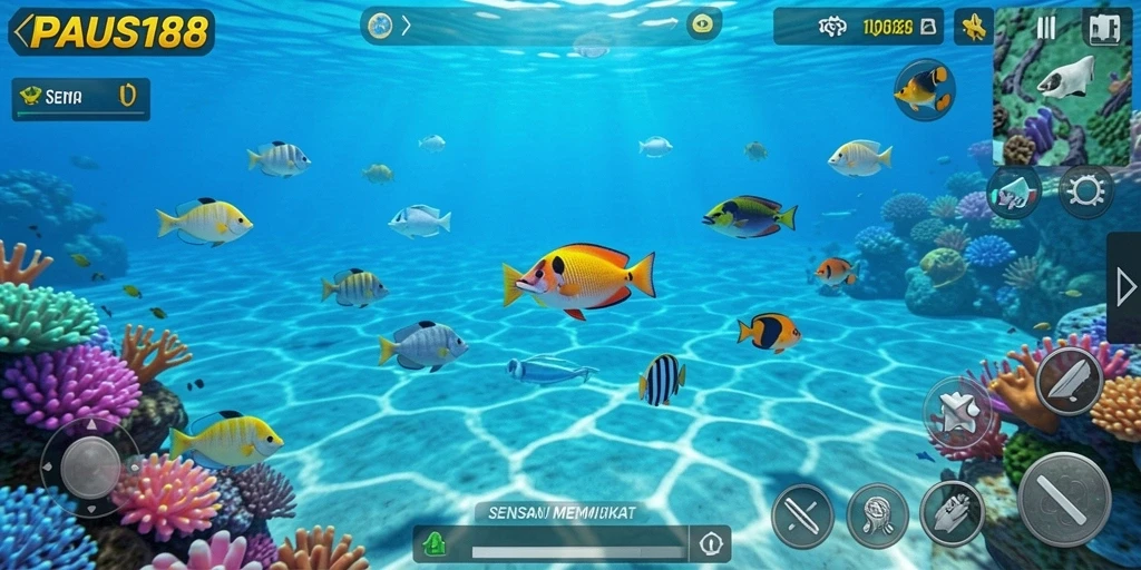 Screenshot gameplay PAUS188 menunjukkan aksi menembak ikan yang mendebarkan.