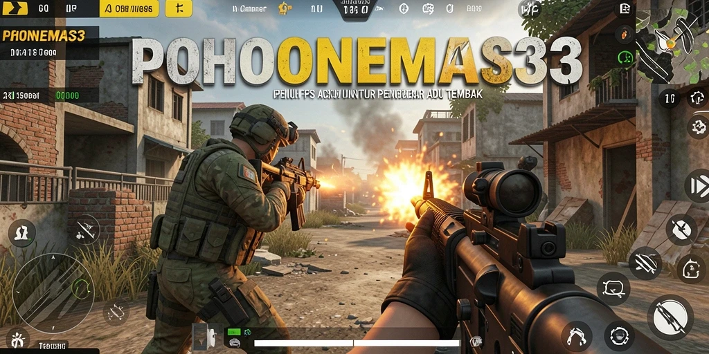 Screenshot utama POHONEMAS33 menampilkan pertempuran intens dengan grafis menakjubkan.