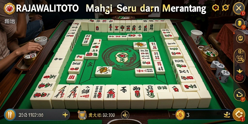 Tampilan gameplay seru dalam RAJAWALITOTO yang penuh strategi Mahjong.