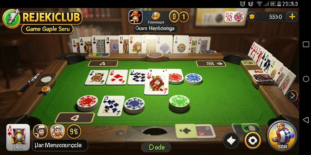 Gameplay seru Gaple di dalam aplikasi REJEKICLUB.