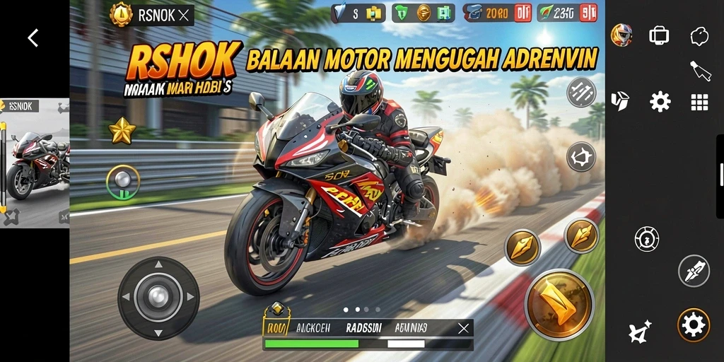 Screenshot RSNOK menampilkan aksi balapan motor yang seru dan mendebarkan.