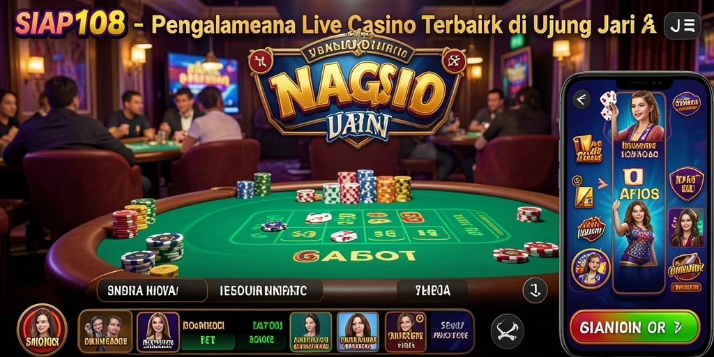 Screenshot gameplay SIAP108 menampilkan dealer profesional dan suasana kasino langsung.