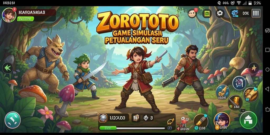 Screenshot gameplay ZOROTOTO menampilkan petualangan seru dan interaksi karakter.